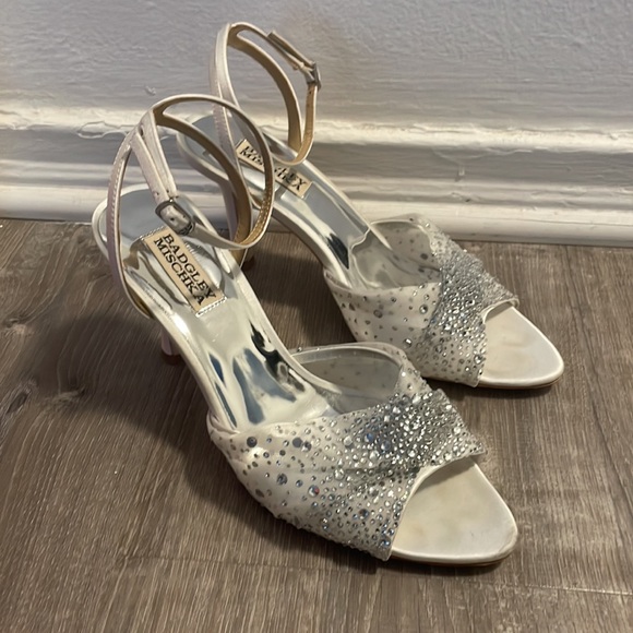 Badgley Mischka Rhinestone Open Toe Shoes Size 8 - Picture 2 of 4